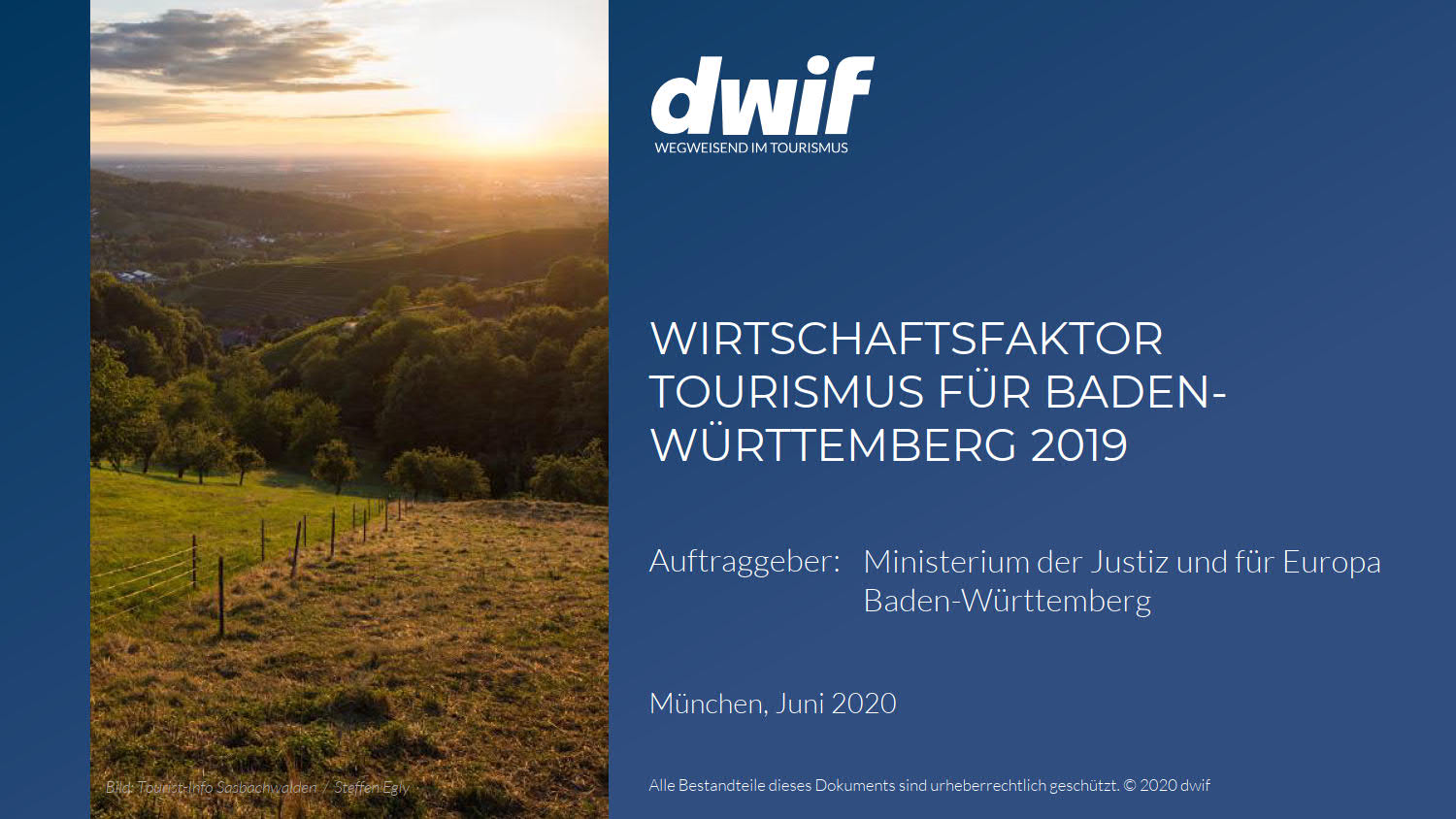 Wirtschaftsfaktor Tourismus Baden-Württemberg 2019 dwif Cover