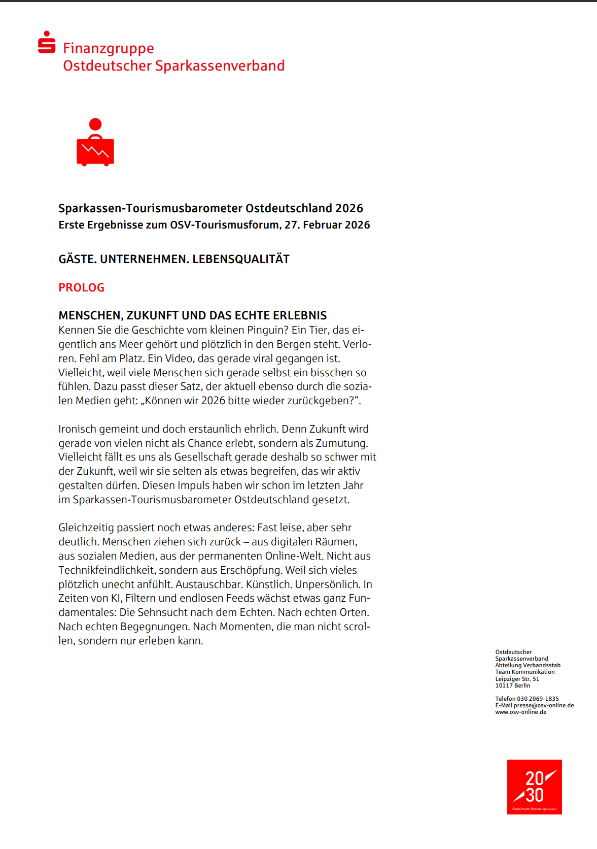 Sparkassen Tourismusbarometer OSV Management Summary Cover